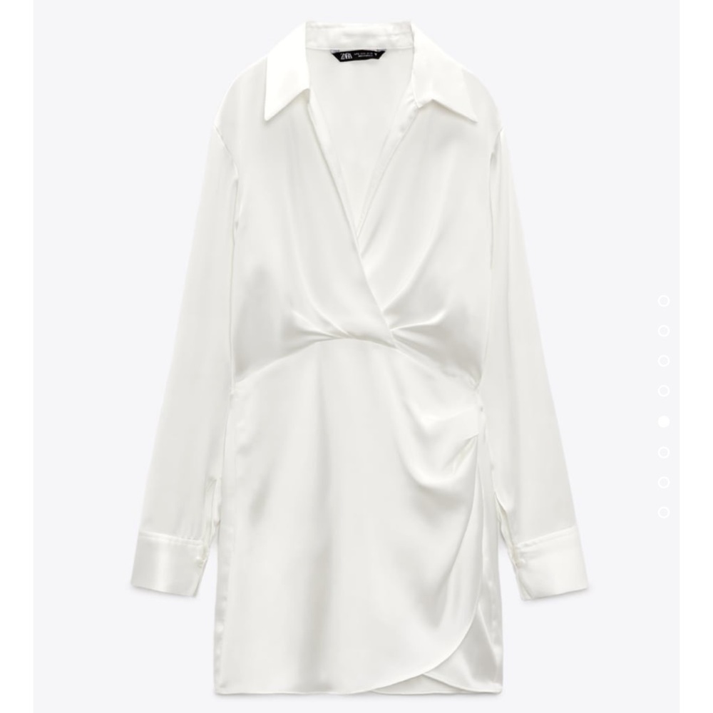 NWT ZARA Short Satin Effect Dress - White